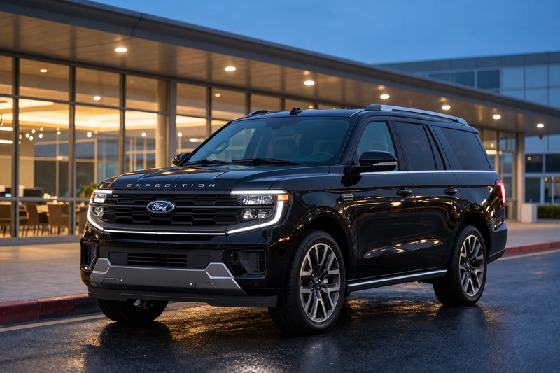 Illustrative 2026 Ford Expedition at an airport terminal